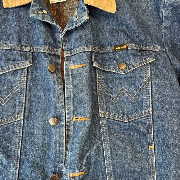 Vintage Wrangler Jean Jacket Mens 40 Blanket Lined Barn Chore Corduroy Collar - Picture 8 of 12